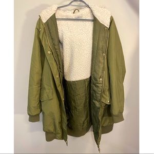 Faux-Fur Sherpa - Lined Zip Up Anorak Parka Jacket